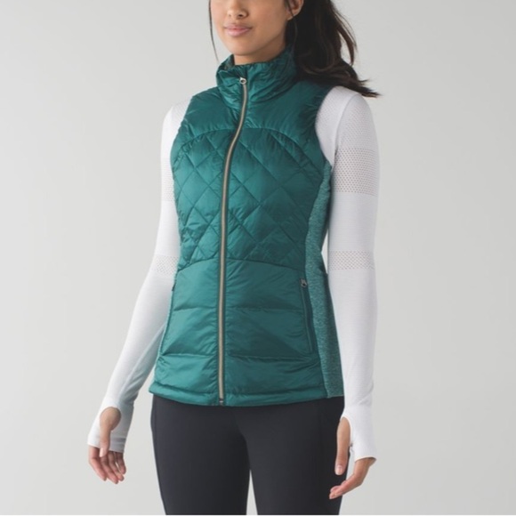 Lululemon Down For A Run Goose Down Full Zip Active Puffer Vest Forage Teal 4, S - Picture 1 of 15